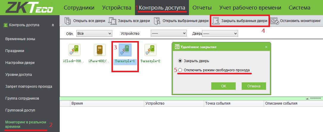 управление уровнями доступа zkaccess